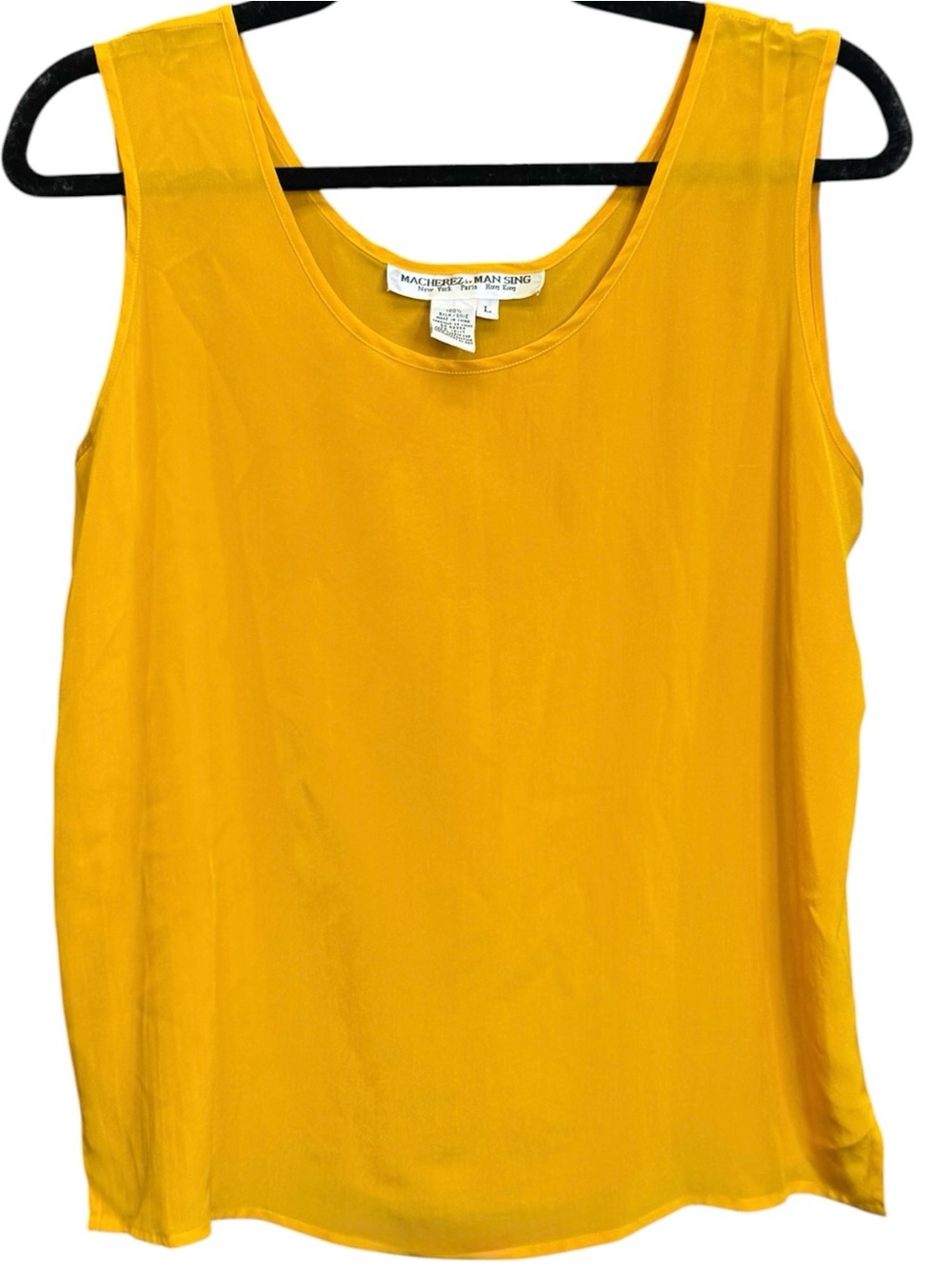 NWT! Macherez by Man Sing 100% Silk Sleeveless Blouse Mustard Yellow – Size L